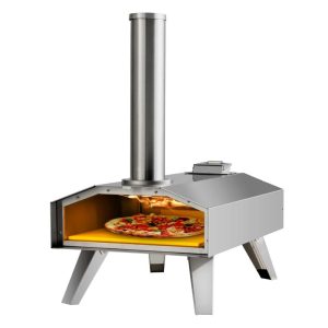 Portable Stainless Steel Outdoor Pizza Oven with 12 Inch Pizza Stone  |  Toaster Ovens Kitchen Appliances Silver