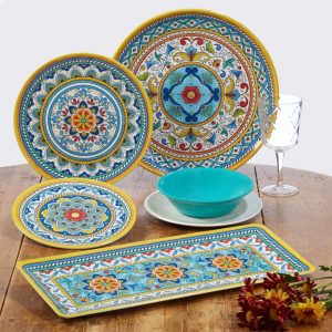 Portofino 11-inch Melamine Dinner Plates (Set of 6)  |  Plates Dinnerware Blue, Multi, Yellow