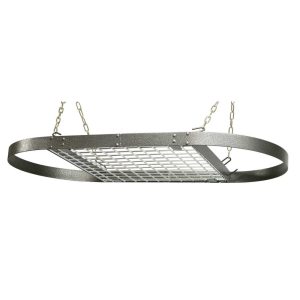 Pot Rack Oval Grey Hammered  |  Pot Racks Kitchen Storage Grey