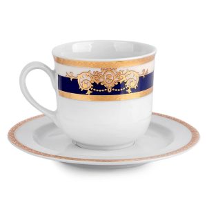 Prague Nights Porcelain Tea Coffee Cup and Saucer Set  |  Cups Cups Blue