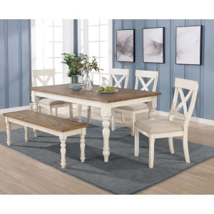 Prato Antique White/ Distressed Oak 6-piece Dining Table Set  |  Kitchen and Dining Sets Kitchen & Dining Sets Kitchen & Dining Sets