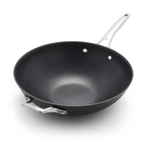 Premier Hard-Anodized Nonstick 13″ Flat Wok  |  Pots and Pans Pots & Pans Black