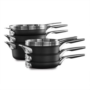 Premier Space-Saving Hard-Anodized Nonstick 10 Piece Cookware Set  |  Cookware Sets Cookware Sets Black