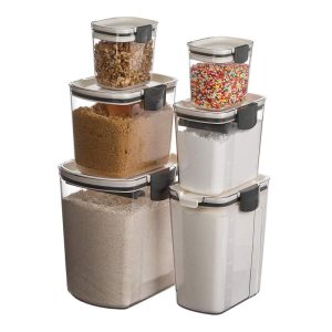 Prepworks by  6-Piece ProKeeper Set, Includes Flour, Granulated Sugar, Brown Sugar, Powdered Sugar, & 2 Mini Keepers  |  Food Storage Containers Food Storage Containers Clear