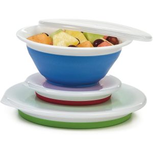 Prepworks Thinstore Collapsible Prep/Storage Bowls with Lids – Set of 3 – st8.3 x 8.3 x 3.5 inches  |  Food Storage Containers Food Storage Containers Food Storage Containers