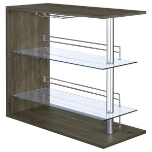 Prescott Rectangular 2-shelf Bar Unit  |  Home Bars Home Bars Brown, Clear, Grey, White