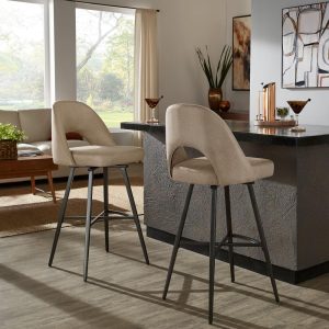 Presley Metal Fabric Swivel Bar Stools (Set of 2) by  Modern  |  Counter and Bar Stools Counter & Bar Stools Beige, Brown, Green, Grey, Yellow