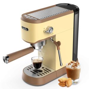 Professional Espresso Maker with Milk Frother Steam Wand  |  Espresso Machines Coffee & Tea Clear, Yellow