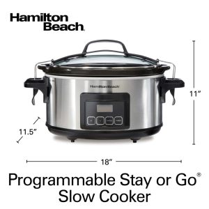 Programmable Stay or Go 6 Quart Slow Cooker  |  Slow Cookers Kitchen Appliances Silver