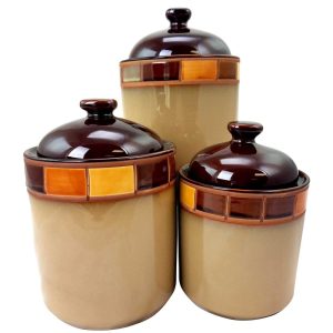 Puebla Casa 3 Piece Canister Set  |  Kitchen Canisters Kitchen Canisters Brown