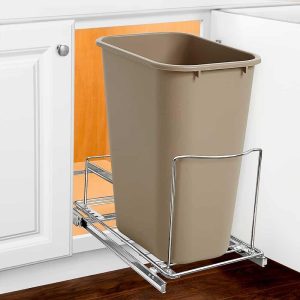 Pull Out Trash Can Under Cabinet – Under Sink Trash Can Storage (Trash Can Not Included) – Chrome  |  Pantry Organizer Kitchen Storage Pantry Organizer