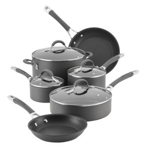 Radiance Hard-Anodized Nonstick Cookware Pots and Pans Set, 10-Piece, Gray  |  Cookware Sets Cookware Sets Cookware Sets