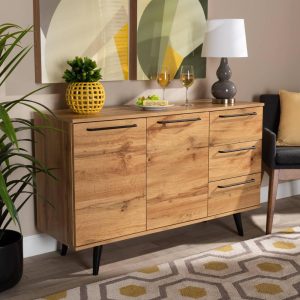 Radley Transitional Oak Brown Finished Wood 3-Drawer Sideboard Buffet  |  Buffets and Sideboards Buffets & Sideboards Brown