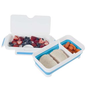 Rectangular Expandable Lunch Box with Dividers by   |  Food Storage Containers Food Storage Containers Blue, White