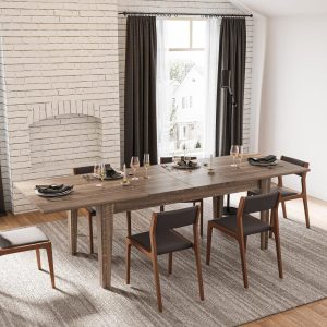 Rectangular Extendable Dining Table Functional Kitchen Table for 4-12 People  |  Kitchen and Dining Tables Kitchen & Dining Tables Brown, White