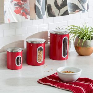 Red 3-Piece Nesting Kitchen Canisters  |  Kitchen Canisters Kitchen Canisters Kitchen Canisters