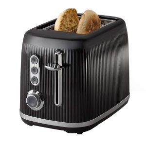 Retro 2 Slice Toaster with Extra Wide Slots in Black  |  Toasters Kitchen Appliances Black