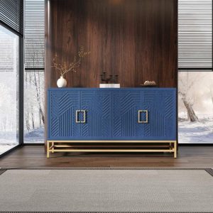 Retro-Style Modern Sideboard with 2 Doors and Adjustable Shelves  |  Buffets and Sideboards Buffets & Sideboards Black, Blue, Brown