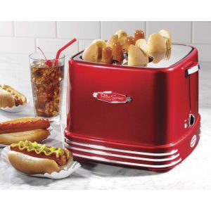 RHDT800RETRORED Retro Series 4-Slot Pop-Up Hot Dog Toaster  |  Toasters Kitchen Appliances Red