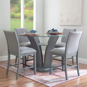 Robyn Grey 5-Piece Wood/Tempered Glass Top Dining Set  |  Kitchen and Dining Sets Kitchen & Dining Sets Grey