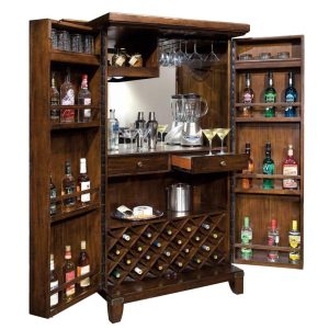 Rogue Valley Solid Wood Liquor Wine Cabinet  |  Home Bars Home Bars Brown