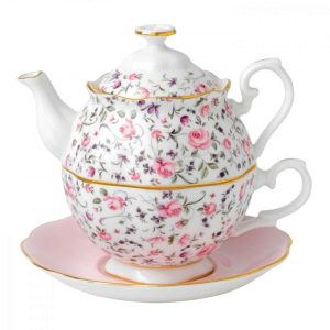 Rose Confetti Tea for One Set  |  Serveware Dinnerware Multi, Pink, White