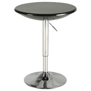 Round Cocktail Bar Table Metal Base Tall Bistro Pub Desk Adjustable Counter Height Black Silver  |  Bar Tables Bar Tables Bar Tables