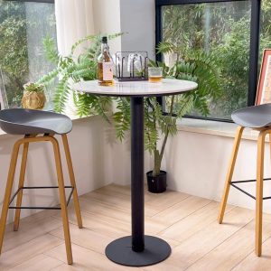 Round White Slate Top Heavy Duty Bar Table  |  Bar Tables Bar Tables Bar Tables