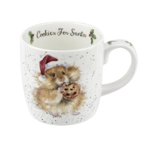 Royal Worcester Wrendale Designs Cookies For Santa Mug  |  Mugs Dinnerware Green, Red, White