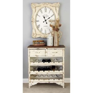 Rustic 18-Bottle Wooden Wine Cabinet by   |  Wine Racks Kitchen Storage Off-White