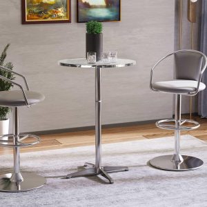 Sanibel Silver 24-inch Round Top Adjustable Indoor/ Outdoor Bistro Bar Table by   |  Bar Tables Bar Tables Bar Tables