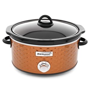 Scallop Pattern 4.5 Quart Slow Cooker in Copper – N/A  |  Slow Cookers Kitchen Appliances Orange