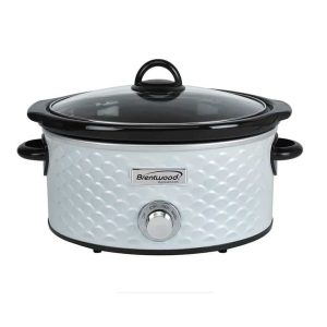 Scallop Pattern 4.5 Quart Slow Cooker  |  Slow Cookers Kitchen Appliances Blue, Gold, Silver, White