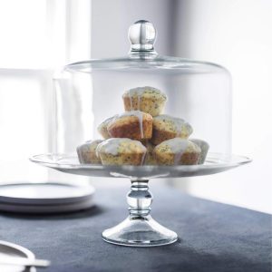 Selene Glass Cake Stand with Dome  |  Serveware Dinnerware Clear