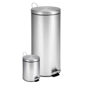 Set of 2 30L and 3L Stainless Steel Step Trash Cans  |  Kitchen Trash Cans Kitchen Storage Kitchen Trash Cans