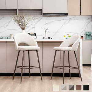 Set of 2 41″H Modern Tapered Leg High Bar Stools  |  Counter and Bar Stools Counter & Bar Stools Black, Brown, Cream, Grey