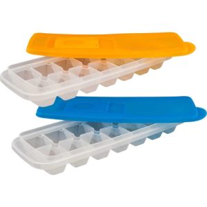 Set of 2 Ice Cube Trays – 14-Cube Spill-Resistant, Easy-to-Fill Trays with Lids by  (Multicolor)  |  Kitchen Tools Kitchen Tools Blue, Yellow