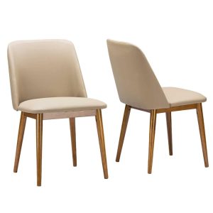 Set of 2 Lavin Mid-Century Solid Wood Dining Chair  |  Kitchen and Dining Chairs Kitchen & Dining Chairs Beige