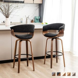 Set of 2 Modern 40″H Counter & Bar Height Wooden Swivel Bar Stools  |  Counter and Bar Stools Counter & Bar Stools Black, Blue, Brown, Cream, Grey