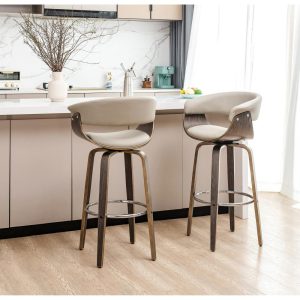 Set of 4 Modern 40″H Bar Height Wooden Swivel Bar Stools  |  Counter and Bar Stools Counter & Bar Stools Black, Blue, Brown, Cream, Grey