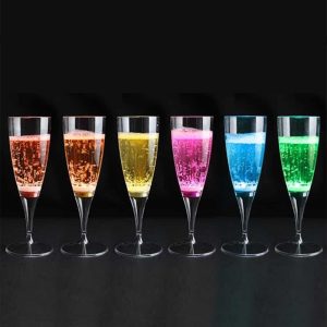 Set of 6 Color LED Champagne Glasses  |  Wine Glasses Dinnerware Multi