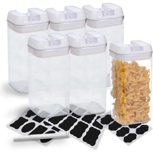 Set of 6 Uniform Size Airtight Food Storage Containers  |  Kitchen Canisters Kitchen Canisters Clear