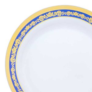 Shiny Royal Rim Disposable Plastic Plate Packs – Party Supplies  |  Plates Dinnerware Black, Blue, Gold, Silver, White