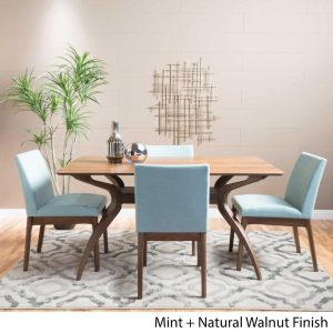 Shuman Mid-Century Modern 5 Piece Dining Set by   |  Kitchen and Dining Sets Kitchen & Dining Sets Beige, Black, Green, Grey, Natural