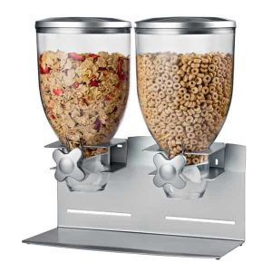 Silver 35 Oz Double Dry Food Dispenser  |  Kitchen Canisters Kitchen Canisters Kitchen Canisters