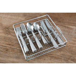 Silversmiths Mena Sand 40-Piece Flatware Set with Chrome Buffet – 40 Piece  |  Flatware Dinnerware Flatware