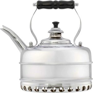 Simplex Kettles Buckingham Solid Copper No 3 Chrome Plated Whistling Tea Kettle – 1.9 Quart  |  Tea Kettle Coffee & Tea Silver