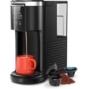 Single Serve Coffee Maker for K-Cups Pods & Ground Coffee, with 40 oz Water Tank, 5 Brew Sizes Up To 14 Oz, Self-cleaning  |  Coffee Makers Coffee & Tea Black