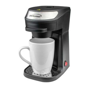 Single Serve Coffee Maker in Black with Mug – 10.4 x 8.4 x 6.1 inches  |  Coffee Makers Coffee & Tea Black