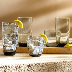 Slate Smoke 12 piece Cooler and Double Old Fashioned Glass Set  |  Drinking Glasses Dinnerware Drinking Glasses